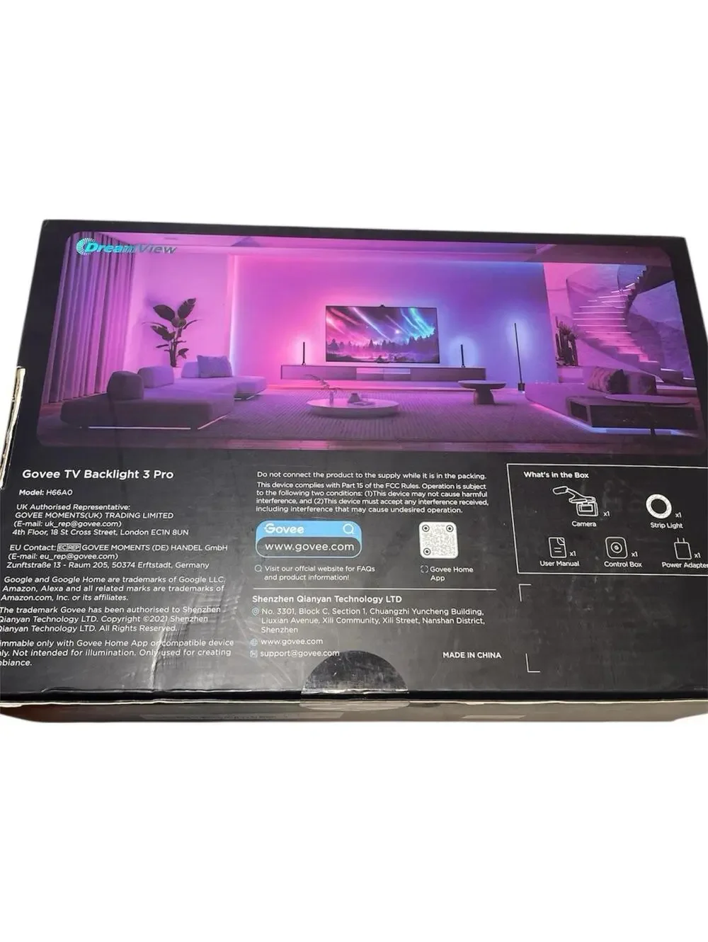 Govee TV Backlight 3 Pro For 55-65 Inch TV AI Triple Camera Siri App Control NEW
